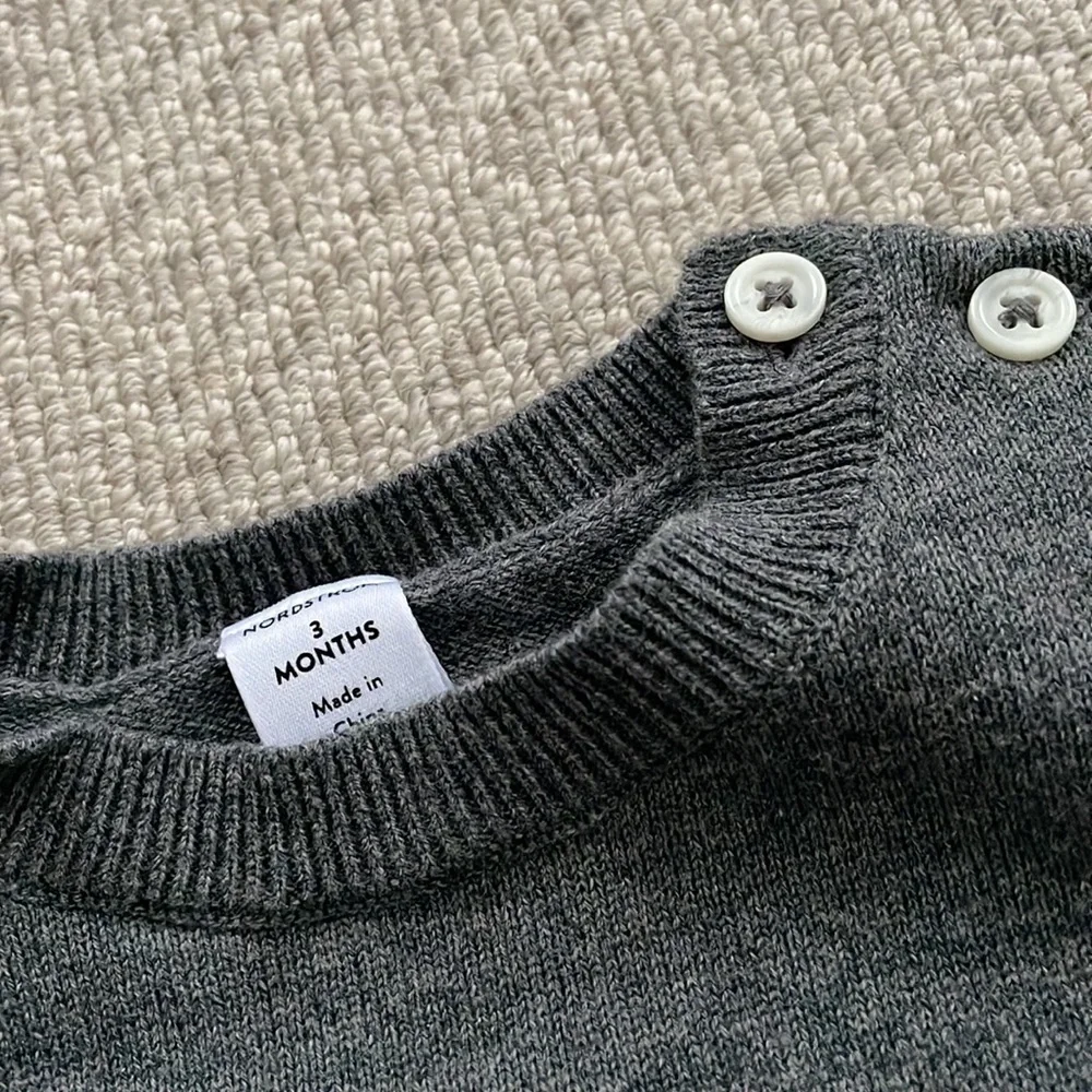 Nordstrom 2-Piece Star Knit Sweater Pants Set Size 3 months Gray Cream